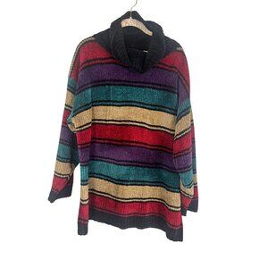 Retro Chenelle Mock Neck Striped Sweater L Red Academia Grunge Classic Chic 80s